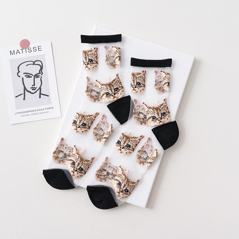 Women’s Fashion Cat Cotton Crew Socks