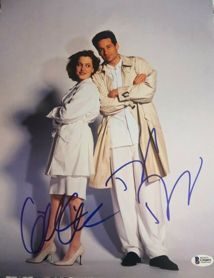 David Duchovny Gillian Anderson signed autographed 11x14 Photo Poster painting X-Files Mulder