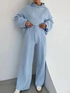 Long Sleeves Hooded+Wide Leg Pants Suits