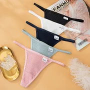 Akayes Women Sexy Panties Screw Thread Cotton Thongs Female Thin Belt G-strings Underwear Soft Breathable T-back Solid Lingerie