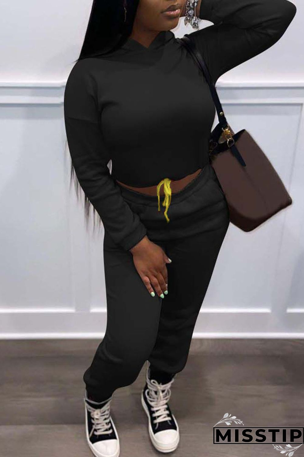 Apricot Casual Solid Patchwork Hooded Collar Long Sleeve Two Pieces