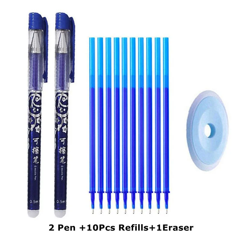 Erasable Pen Refills Rod Set 0.5mm Needle/0.7mm Bullet tip Washable Handle Erasable Ballpoint Pen for School Pen Writing Tools
