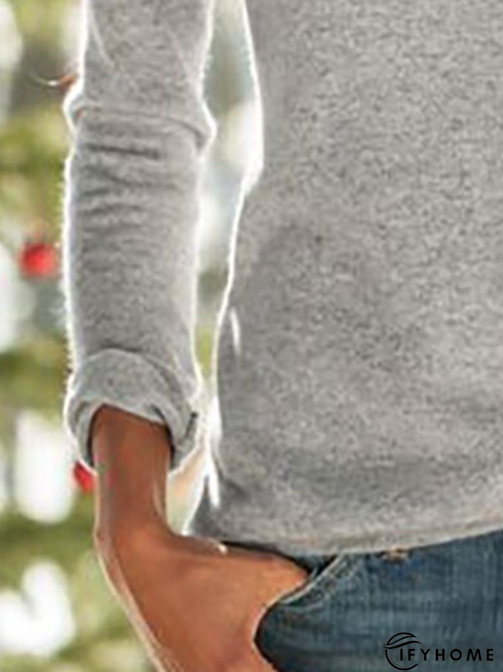 Gray Casual Turtleneck Top | IFYHOME