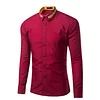 Men's Fashionable Collar Embroidered Solid Color Long Sleeve Loose Shirt
