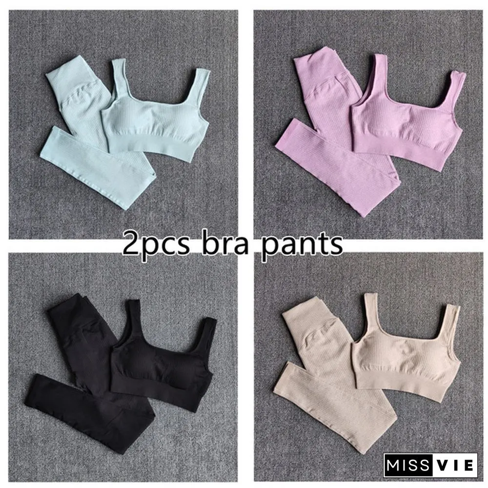 Womens Sportswear Yoga Set Workout Clothes Athletic Wear Sports Gym Legging Seamless