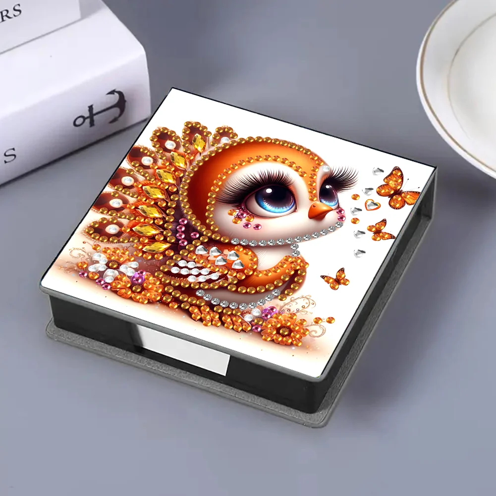 PU Bird Diamond Painting Notecard Box with Papers for DIY Art Craft