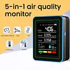 5-in-1 Indoor Air Quality Monitor USB Charging CO2 Detector with Temperature Humidity TVOC Display for Home Office Classroom Safety Monitoring