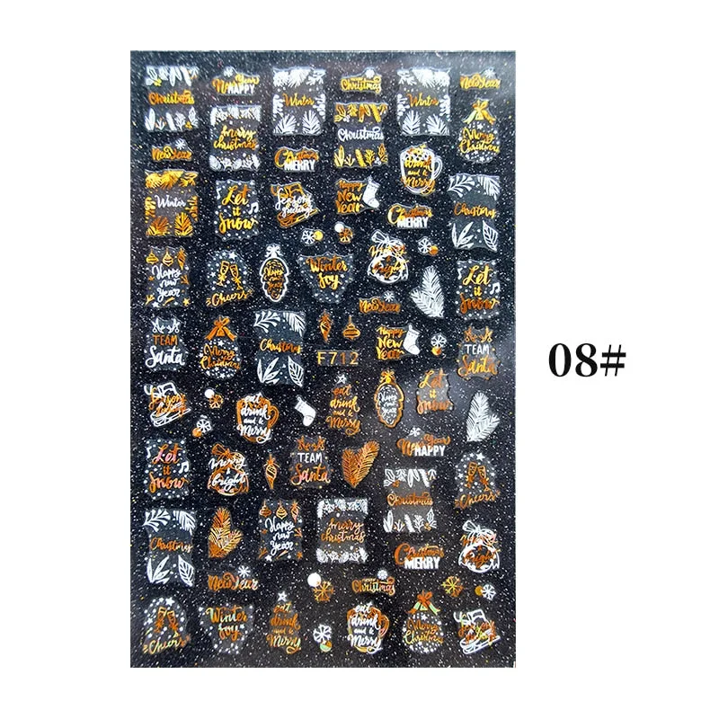 2021 NEW Christmas Slider Nail Art Water Decals Decoration Snowflake Nail Art Sticker DIY Manicures Water Transfer Foil Xmas Gif-Nail Inspo