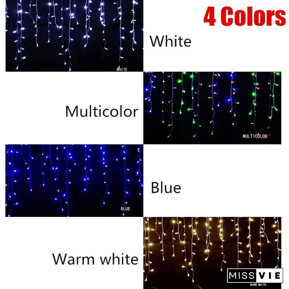 5M Christmas LED Curtain Icicle String Light Droop 0.4-0.6m Party Garden Stage Outdoor Waterproof Decorative Fairy Light