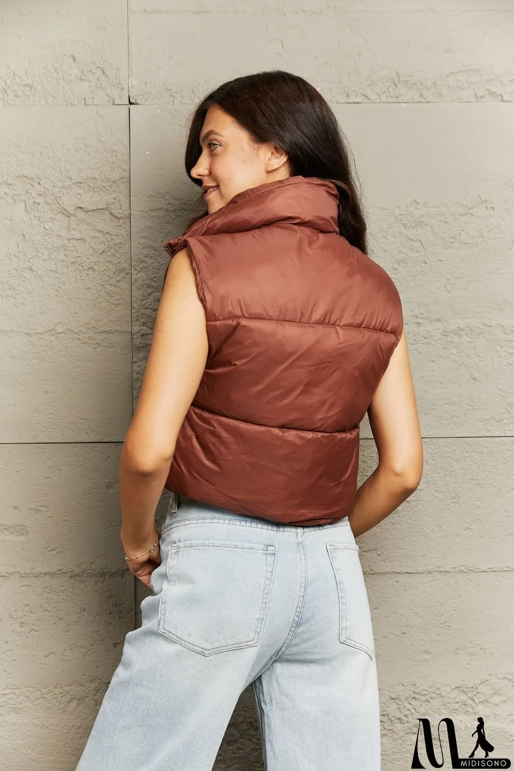 MidiSono - Zip-Up Drawstring Puffer Vest