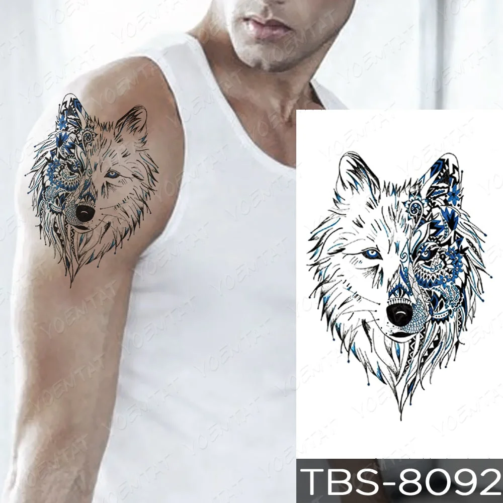 Waterproof Temporary Tattoo Sticker Dragon Wing Totem Flash Tatto Scorpion Wolf Maori Body Art Arm Water Transfer Fake Tatoo Men