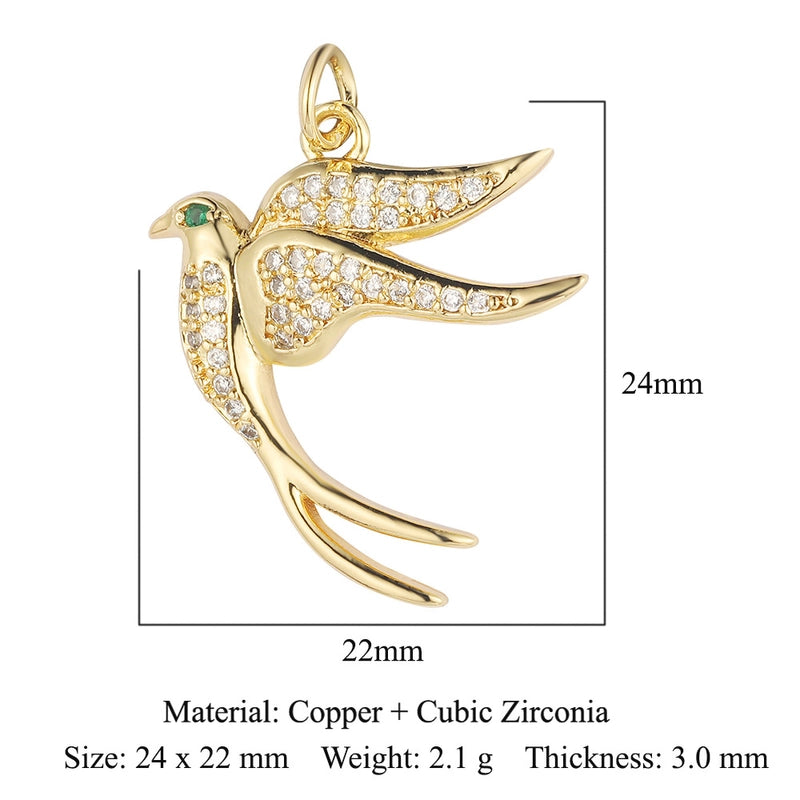 1 Piece Copper Zircon 18K Gold Plated Fox Mermaid