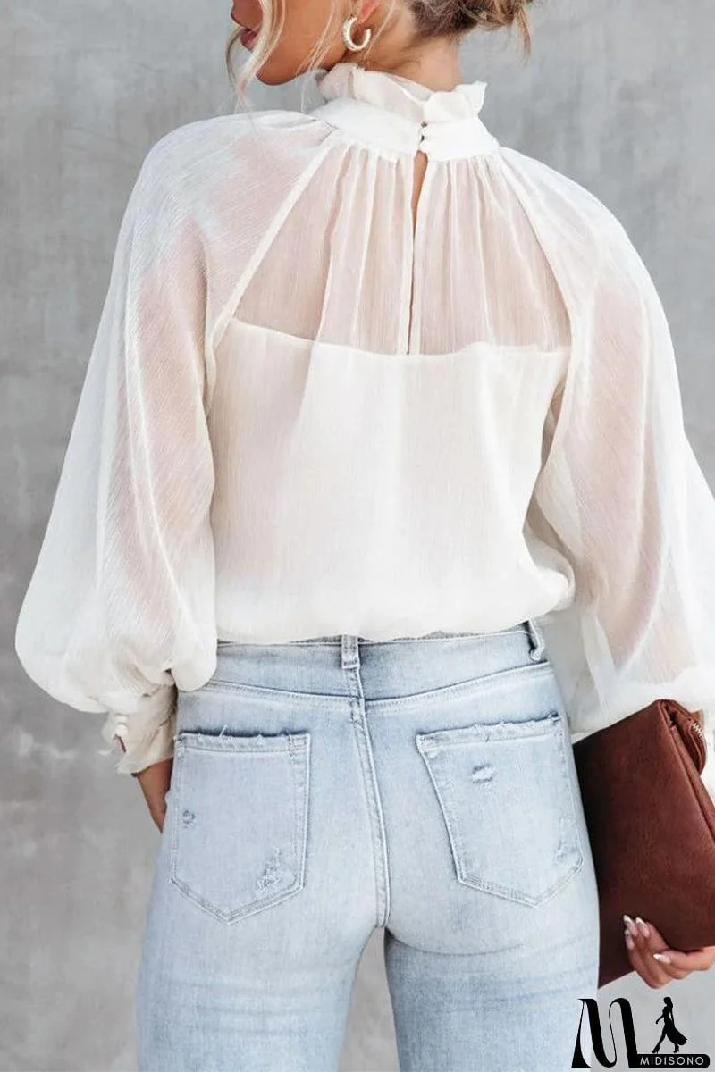 MidiSono - Sexy Elegant Solid Patchwork Turtleneck Tops