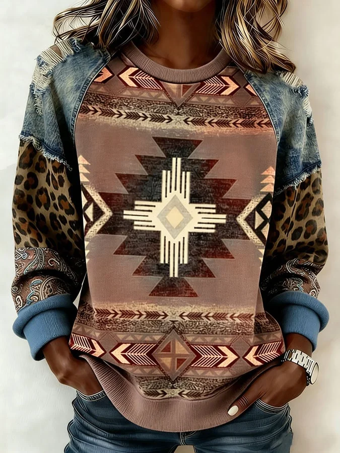 Women's Casual Print Long Sleeve Sweatshirt 