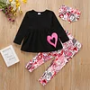 Kid Baby Girl Valentine's Day Set Embroidered Long Sleeve 3 Pcs Sets