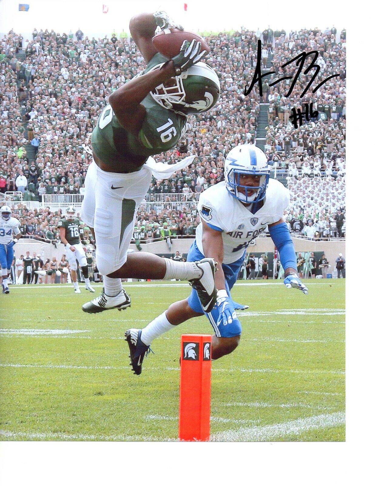 Aaron Burbridge signed 8x10 football Photo Poster painting Spartans Michigan State Big Catch!