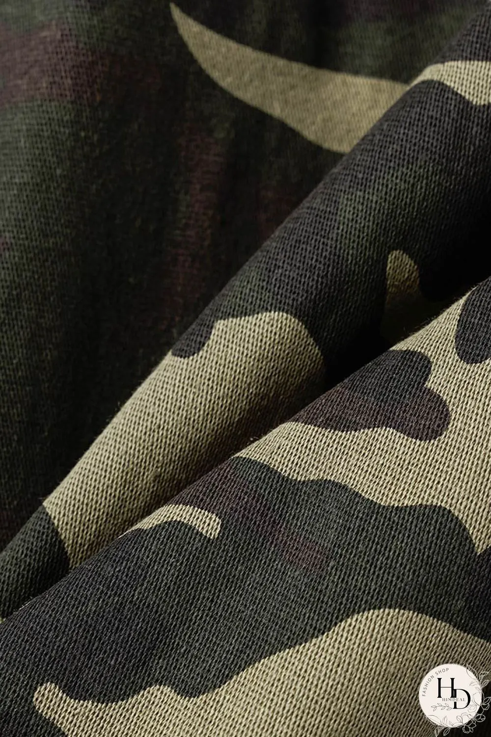 Camouflage Casual Camouflage Print Patchwork Draw String Zipper Turndown Collar Straight Dresses