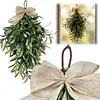 24 Inch Artificial Olive Branch Wreath Teardrop Swag Faux Greenery Hanging Pendant for Front Door Wedding Arch Window & Wall Decor