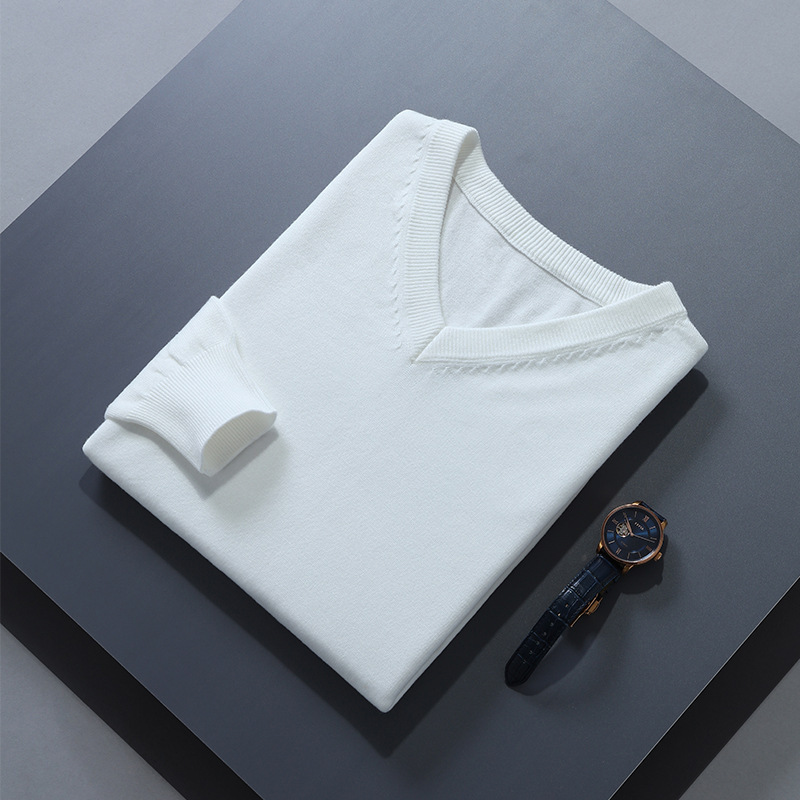 Men's Loose Solid Color V Neck Sweater