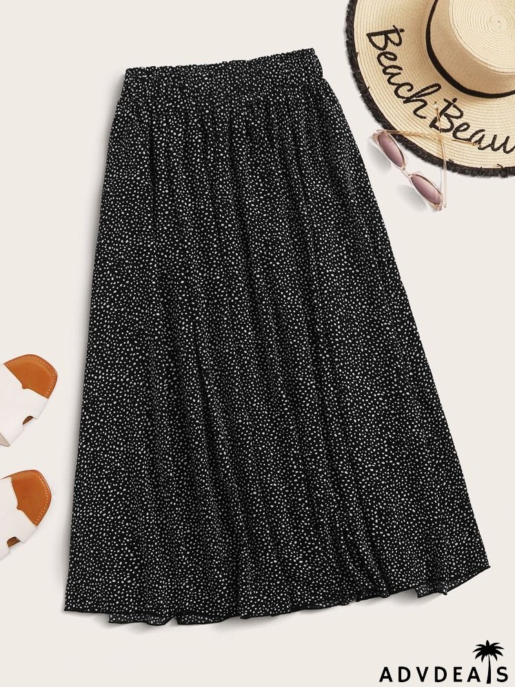 Dalmatian Print Flared Skirt