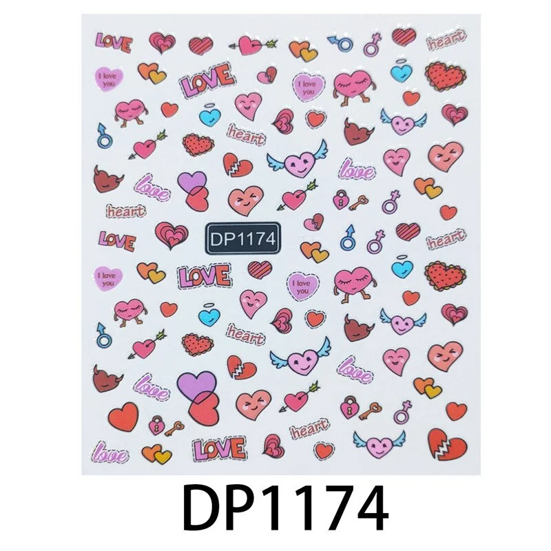 Nail Stickers Back Glue Black Color Leopard Gradient Cartoon Love Heart Designs Nail Decal Decoration Tips For Beauty Salons-Nail Inspo