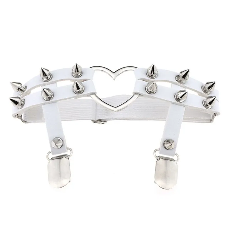 Billionm Leg Ring Garter Harajuku Elasticity Heart Faux Leather Harness Tight Suspender Punk Strap Belts Bondage Gothic Fashion New