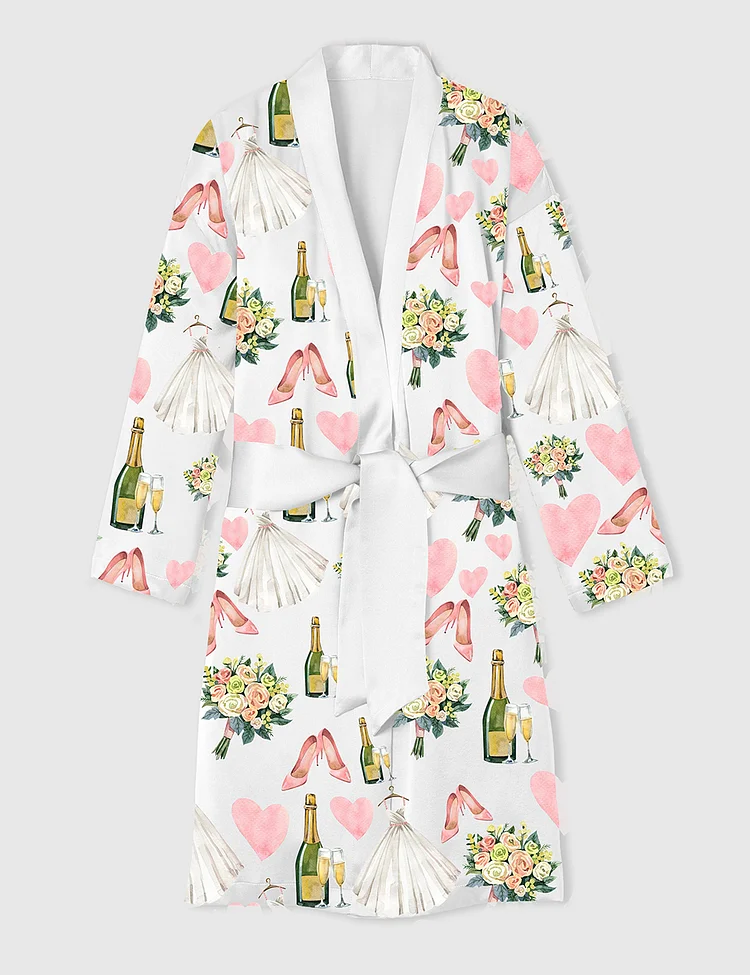 Women&rsquo;s Bride Wedding Champagne Satin Bathrobe
