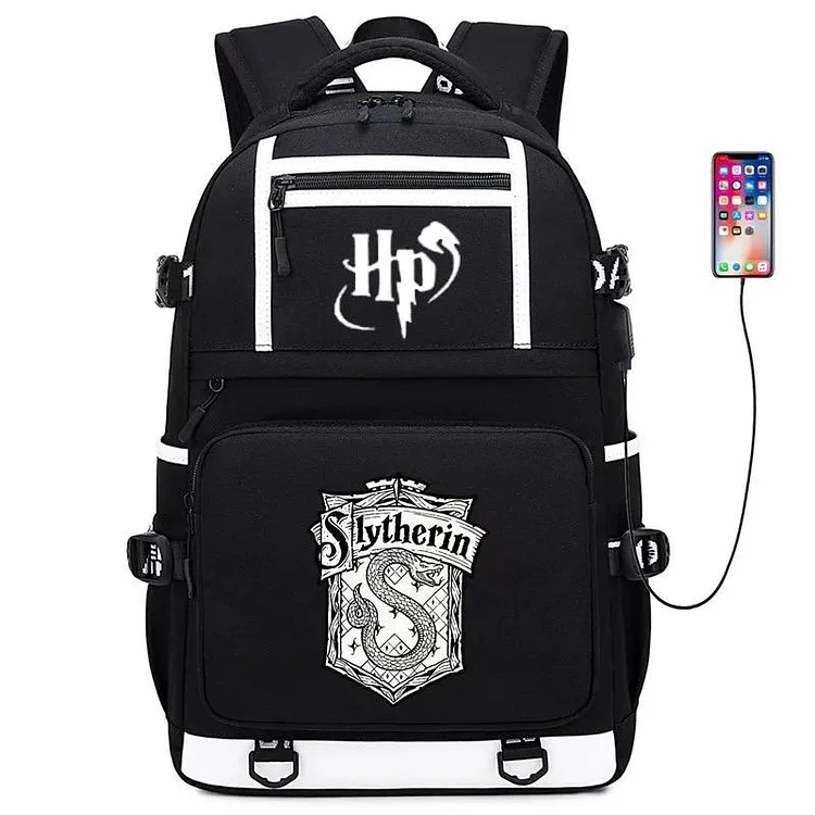 Mayoulove Harry Potter Slytherin #8 USB Charging Backpack School NoteBook Laptop Travel Bags-Mayoulove