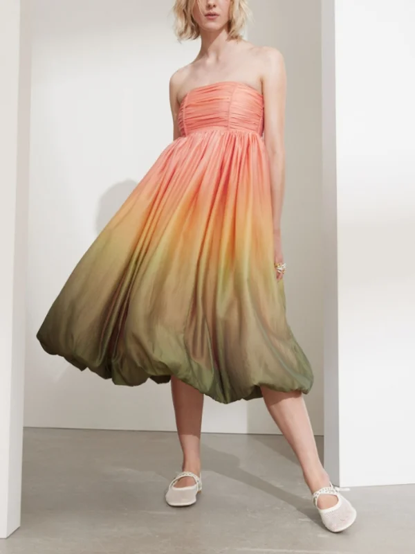 Contrasting Bustier Bubble Midi Dress