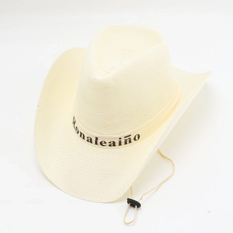 Men’s Minimalist Solid Color Big Eaves Straw Hat