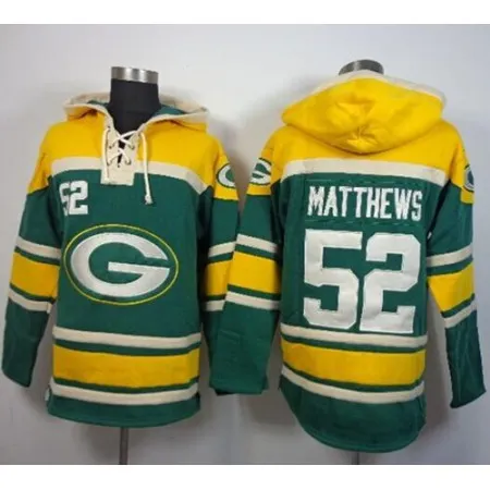 Packers #52 Clay Matthews Green Sawyer Hoodie Sweatshirt NFL Hoodie