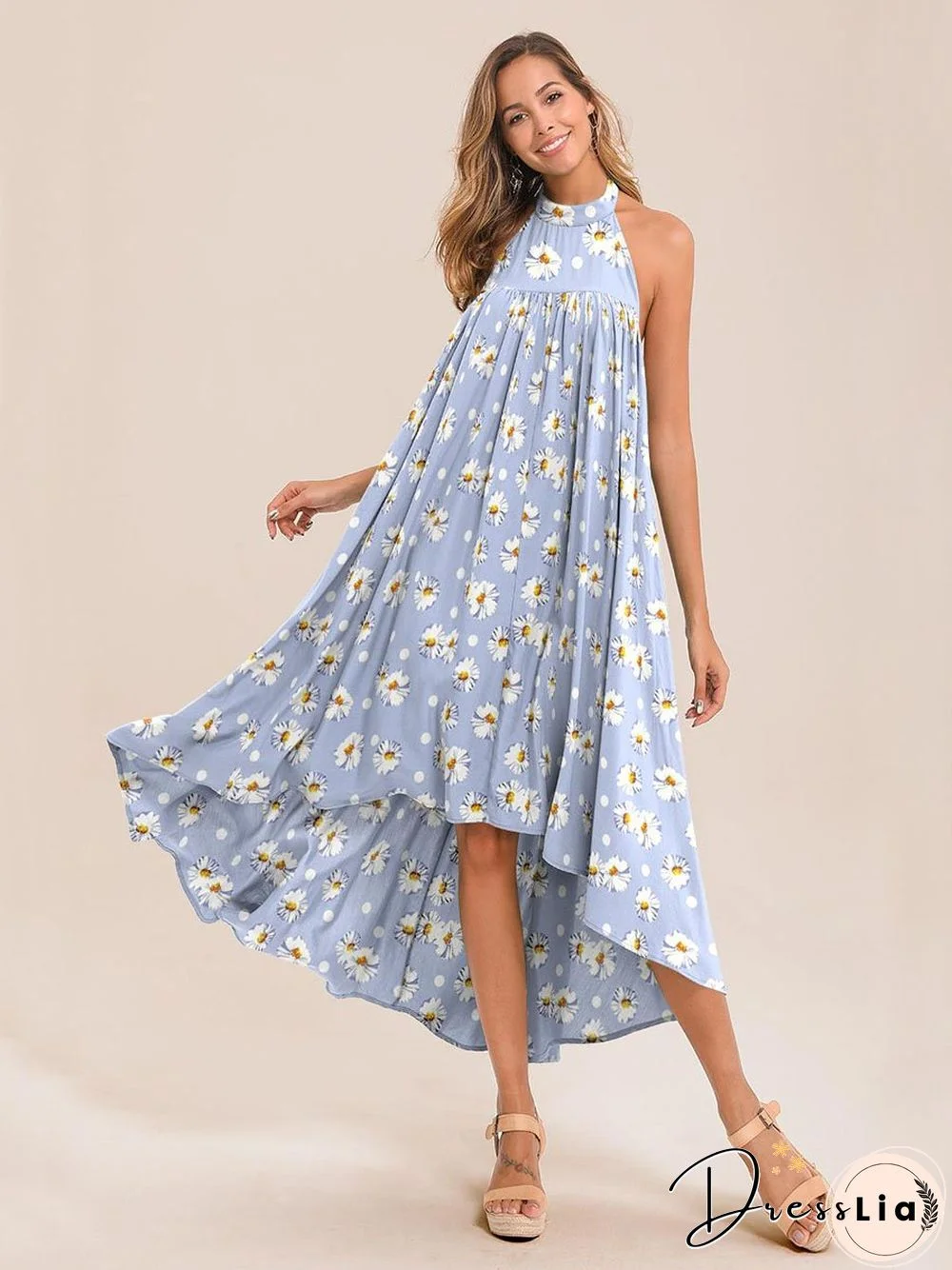 Floral Print Tie Maxi Dress