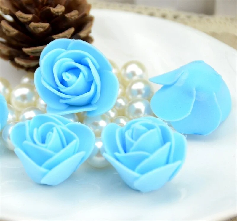 100pcs/lot Mini PE Foam Rose Flower Head Artificial Handmade DIY Wedding Home Decoration Party Supplies Fake Flowers