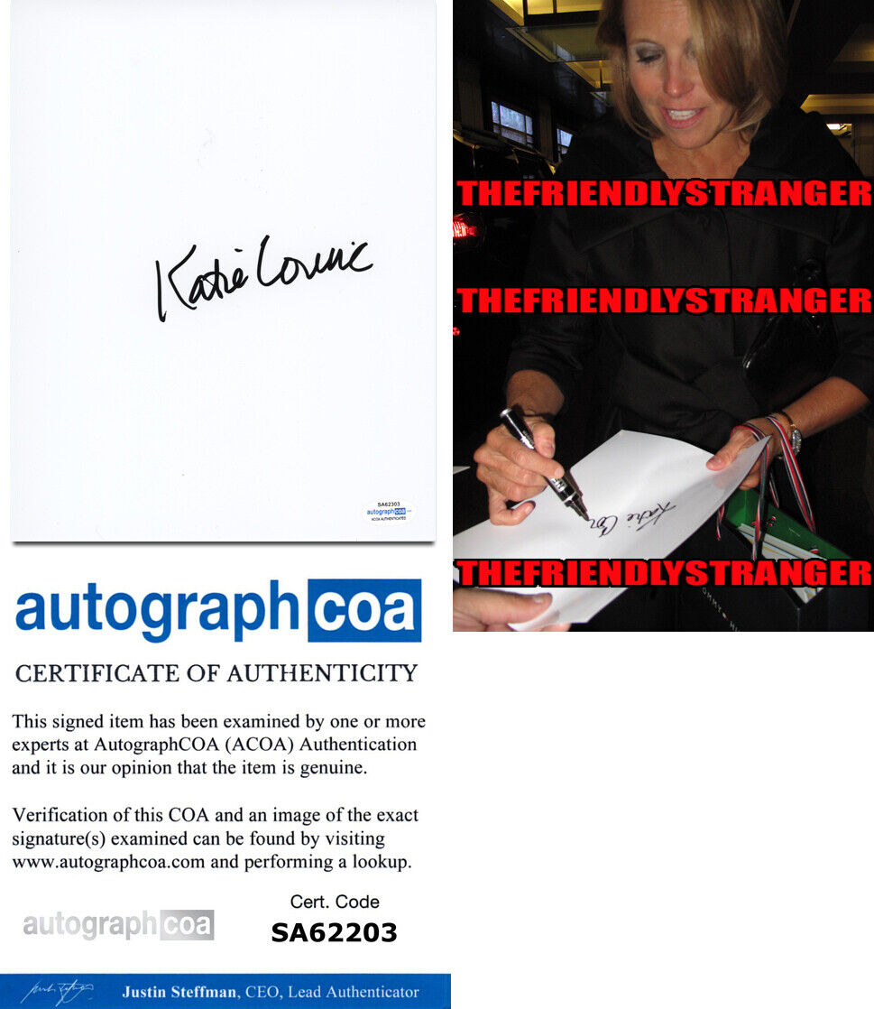 KATIE COURIC signed 8X10 WHITE SHEET Photo Poster painting a PROOF - TODAY SHOW Host ACOA COA