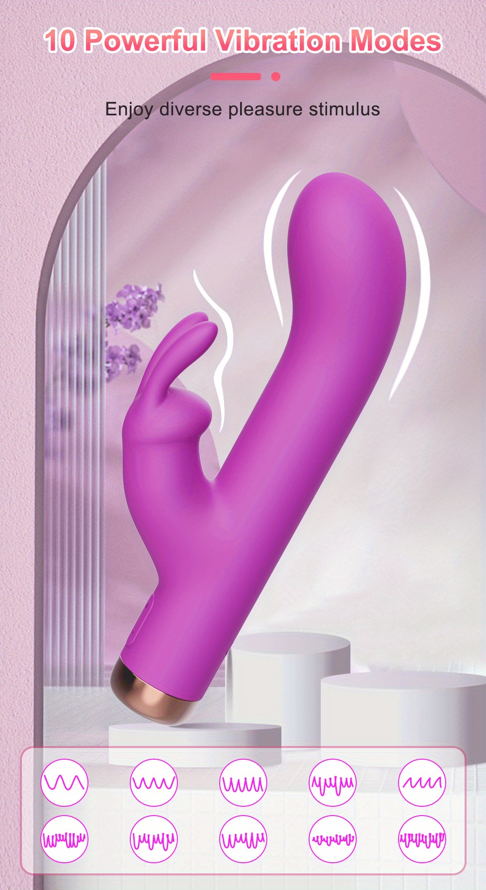 Silicone Rabbit Vibrator with Clitoral Stimulator and G-Spot Vibration