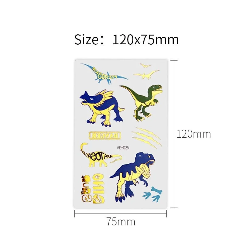 24 kinds Cartoon Dinosaur Bronzing Tattoo Sticker Child Temporary Stickers Body Tatoo for Kids Cute Waterproof Temporary Tattoos