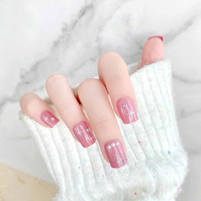 Fashion 24pc/set 10 Sizes Fake Nails Full Cover French False Nail Tips With Double-Sided Nail Adhesive Tab Press On Nails Art-Nail Inspo