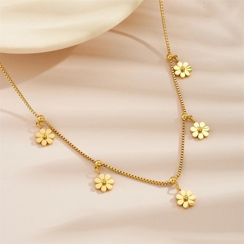 Sweet Flower Titanium Steel Necklace