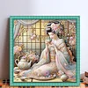 (Stamped/Counted) Kimono Woman Drinking Tea-11CT Cross Stitch 50*50cm/19.69*19.69in