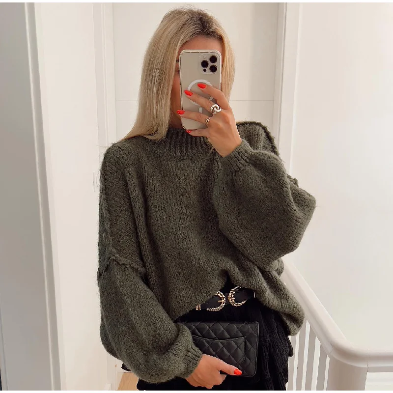 Ootddress Autumn 2025 Knit Sweater Pullover Female Loose Turtleneck Casual Patchwork Oversized Sweater Knitwear High Street Pullover