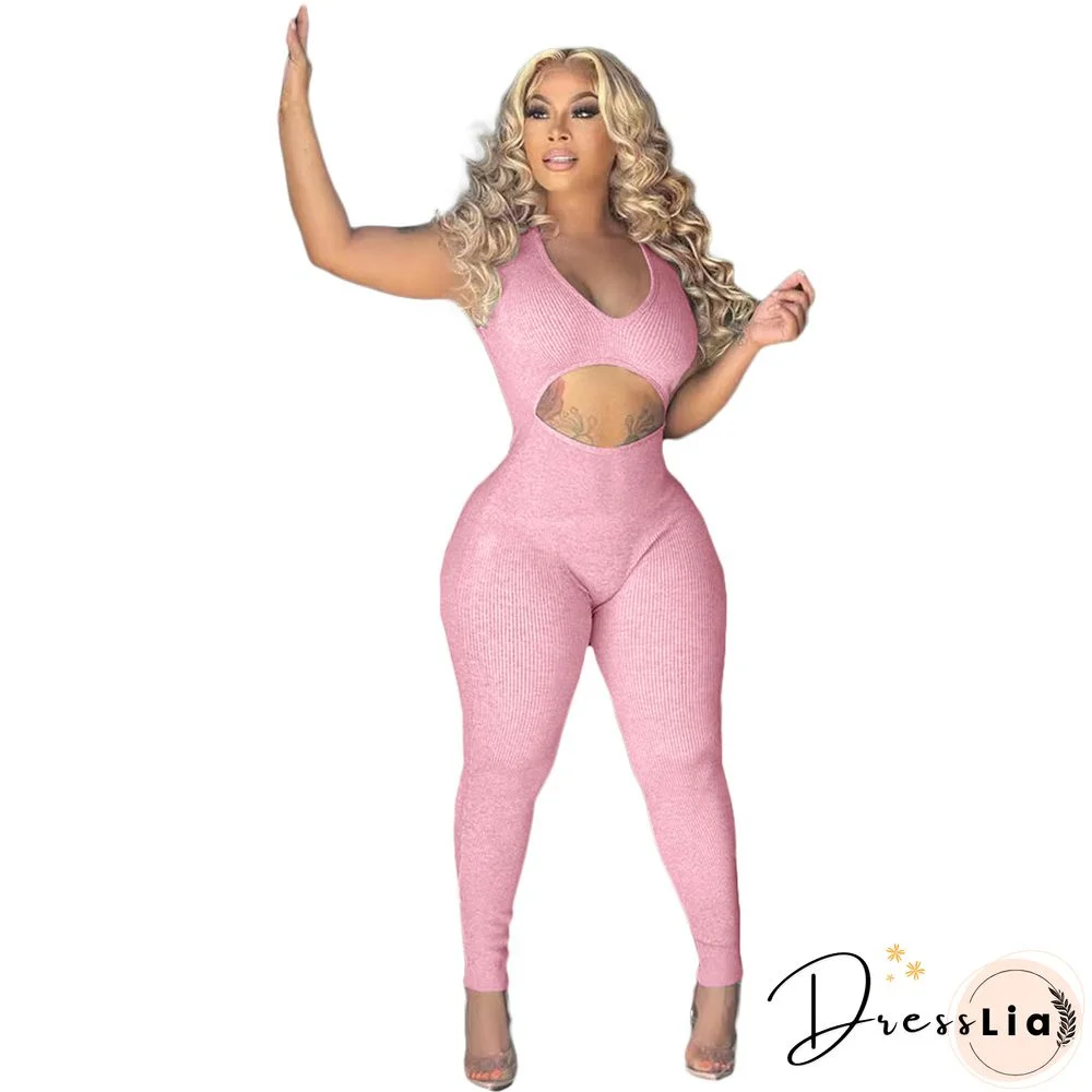 Sleeveless Cut Out Skinny One Piece Jumpsuit