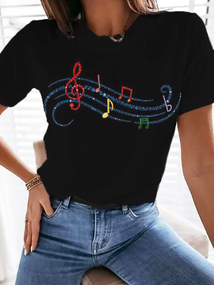 Colorful Musical Notes Short Sleeve T Shirt