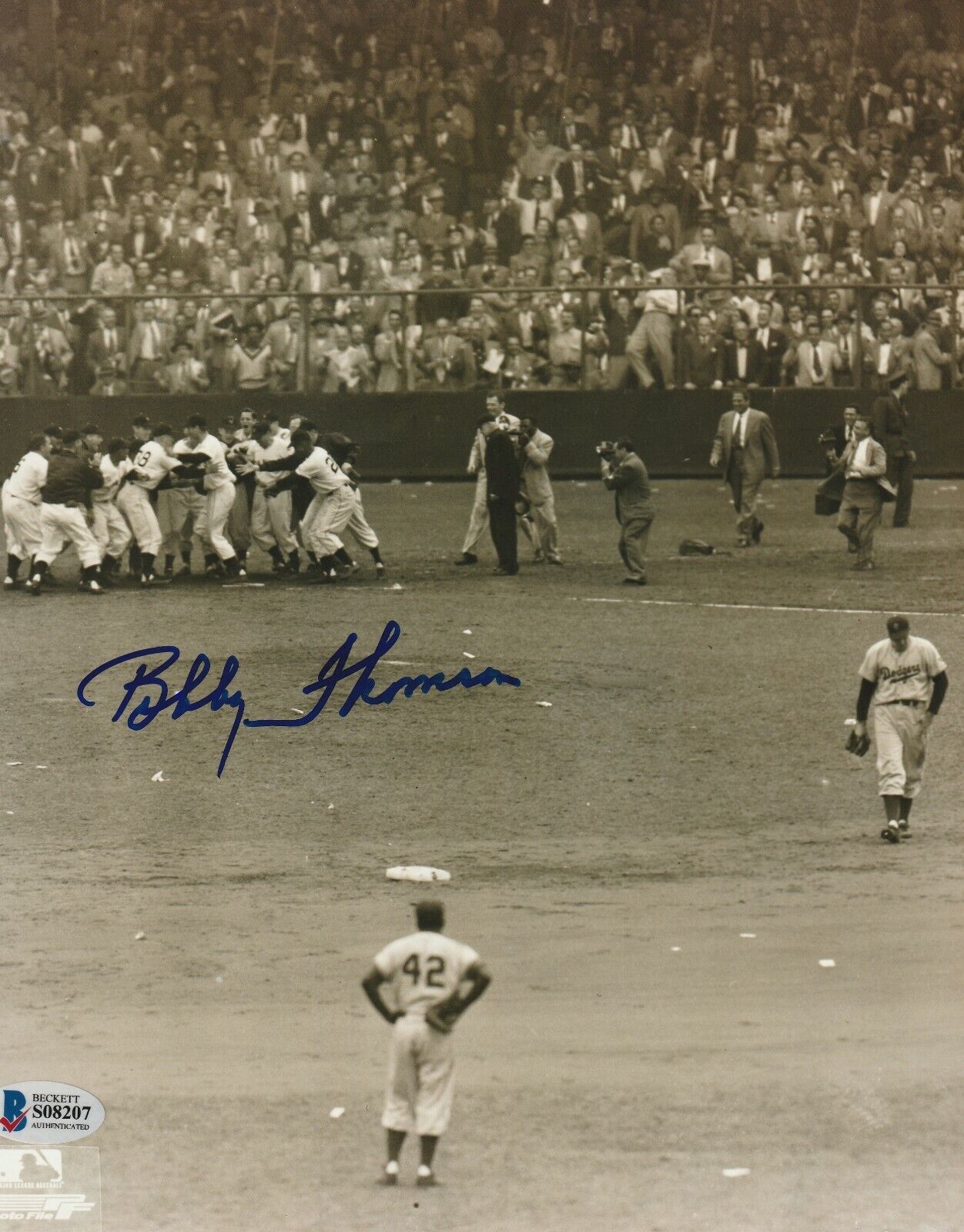 BOBBY THOMSON Signed New York GIANTS 8x10 Photo Poster painting w/ Beckett COA