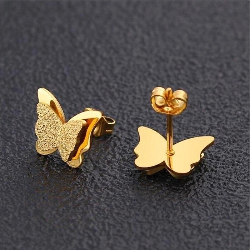 1 Pair Minimalist Butterfly Plating Copper Ear Studs