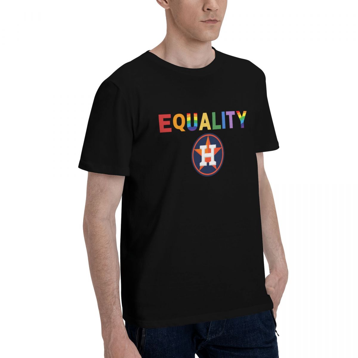 Houston Astros Rainbow Equality Pride Printed Men's Cotton T-Shirt