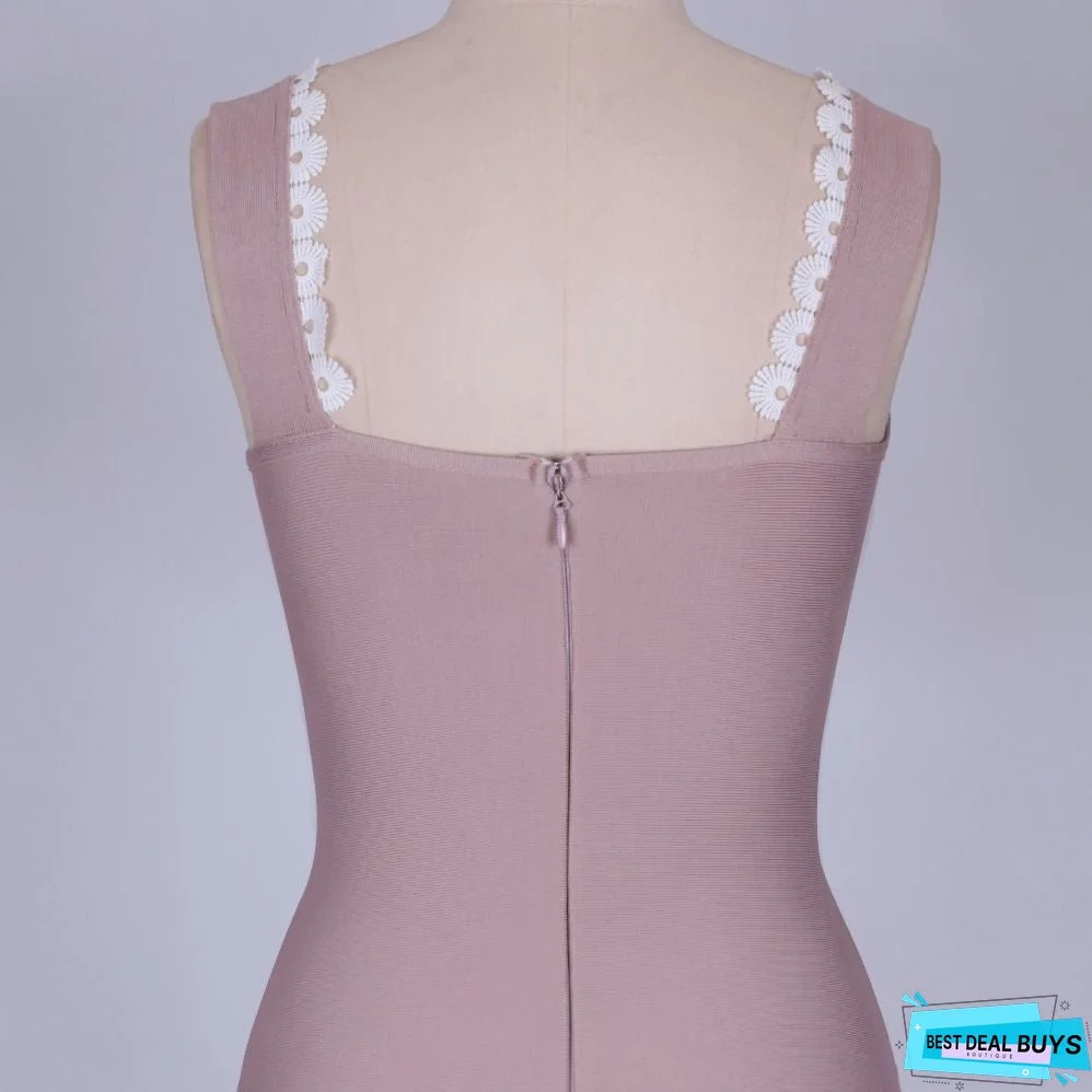 Strappy Sleeveless Frill Over Knee Bandage Dress PZ19194