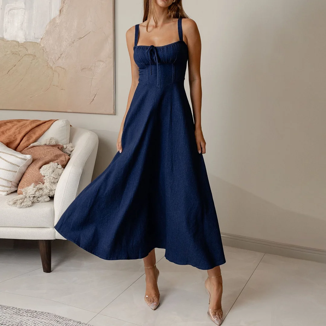Women's Suspender Sexy Backless Sleeveless Denim Dress