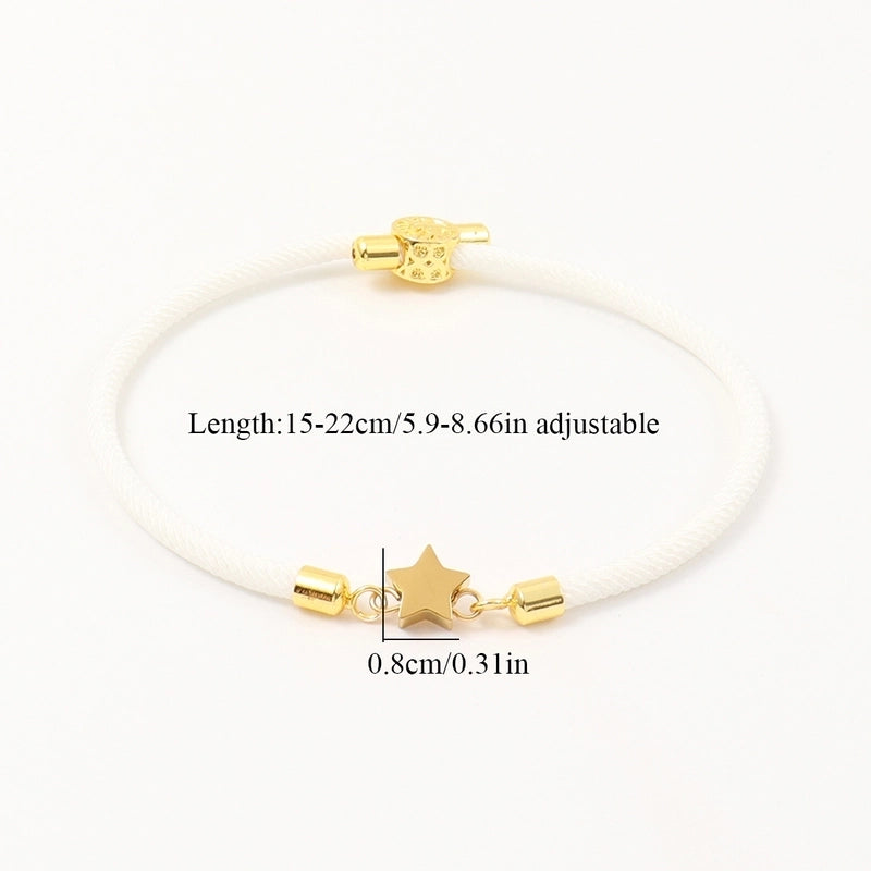 Elegant Minimalist Classic Style Star 304 Stainless Steel Nylon Twisted Rope Chain Bracelets In Bulk