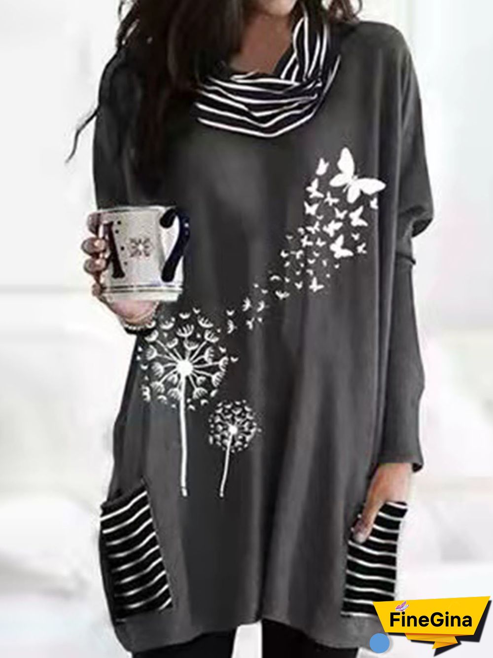 Cashmere Cowl Neck Knitting Dress