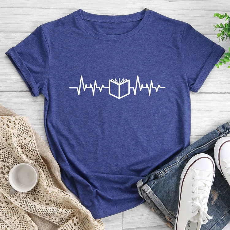 ⚡HOT SALE - Book Lover Heartbeat For The Love Of Reading Cute T-shirt Tee-013741
